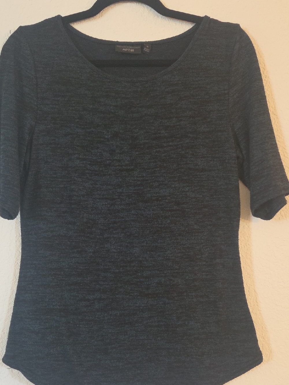 Apt. 9 Heathered Dark Green And Black Scoop Neck Short Sleeve Sweater